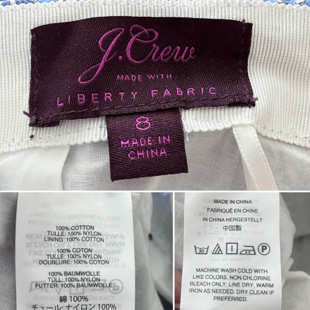 J CREW Liberty Fabric Floral Midi Skirt 8 Ditsy Cotton Cottage Coquette Blue - Picture 7 of 11
